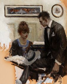 Secretary and Office Visitor, possibly Hearst's International interior by Frank Street, 1919