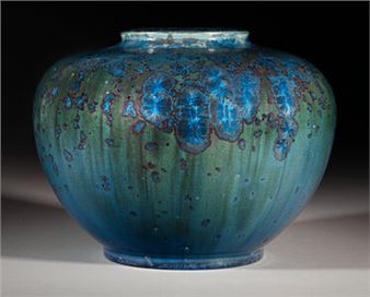 Large Thomas Gotham Blue Crystalline Glazed Ceramic Vase - Thomas Gotham