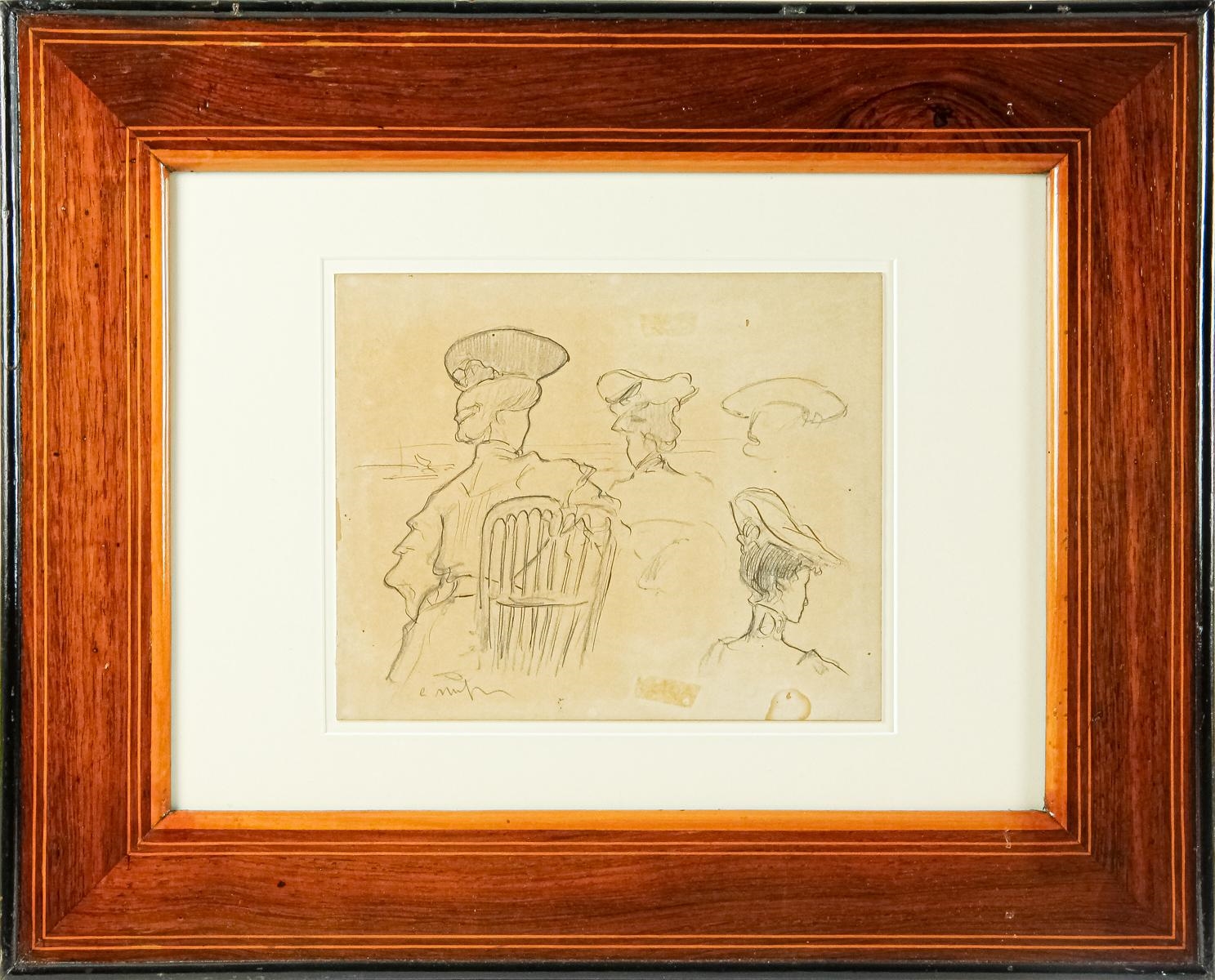 Estudio de Damas con sombrero by Eliseu Meifrèn y Roig