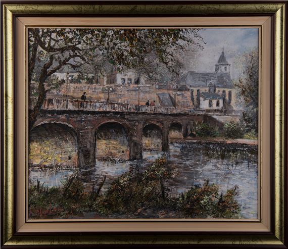 Saarbrücken: Blick auf die Alte Brücke by Otto Harlos, 1981