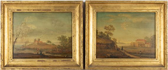 Bernhard Gottfried Manskirch, attributed, Figurative Landscape, a pair - Bernhard Gottfried Manskirch