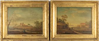 Bernhard Gottfried Manskirch, attributed, Figurative Landscape, a pair - Bernhard Gottfried Manskirch