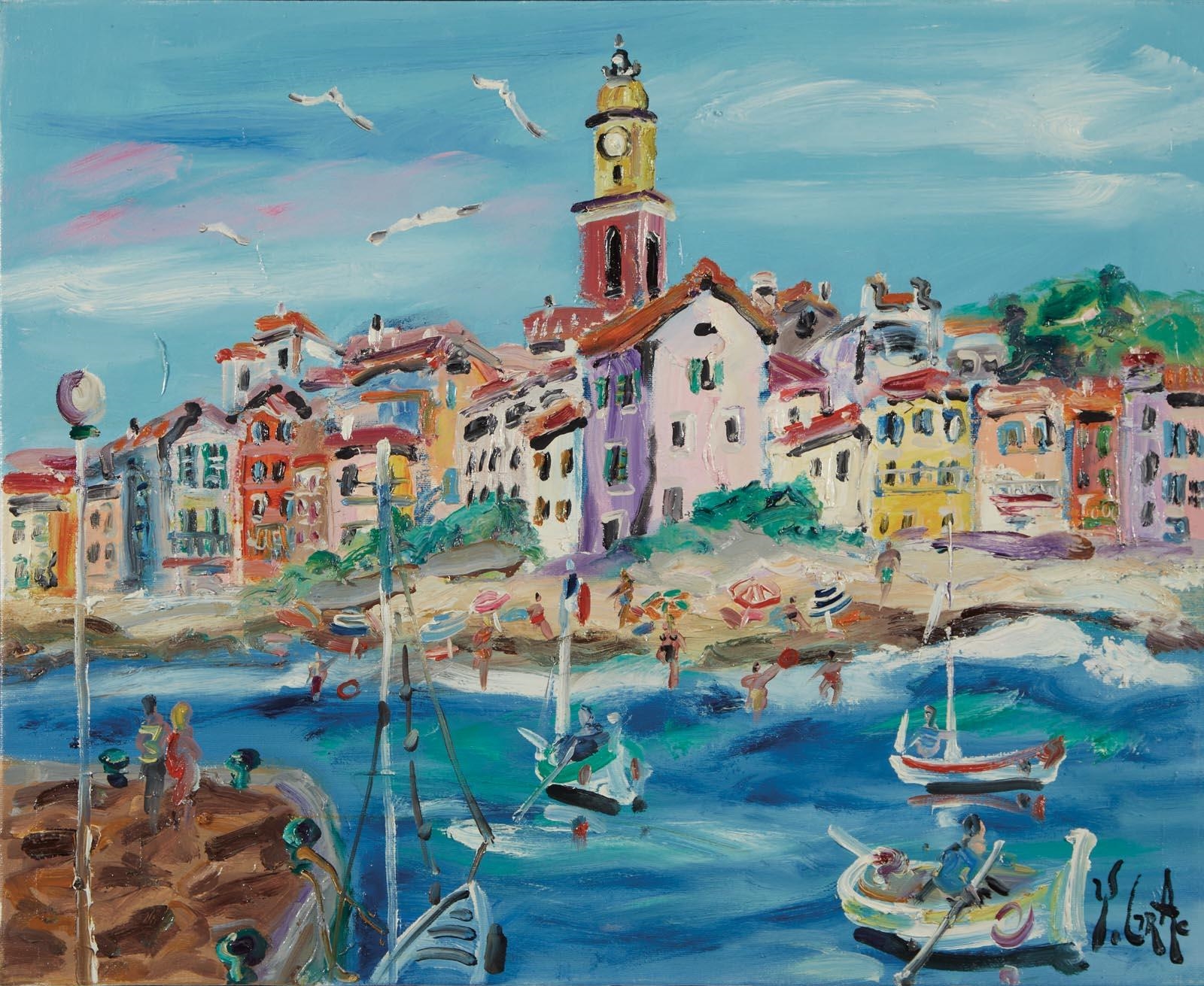 Yvon Grac | Saint Tropez et sa plage animée | MutualArt