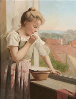 Jeune fille aux bulles de savon, circa 1895 - Thérèse Houdaille