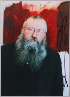 Portraitfoto mit eigenhändiger Unterschrift - Hermann Nitsch