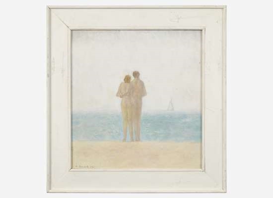 Artwork by Richard Eurich, 1992) - Nude Couple on Beach, Made of oil on board