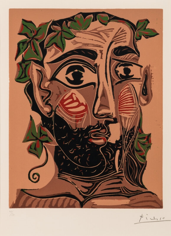 Homme barbu couronné de feuillage - Pablo Picasso