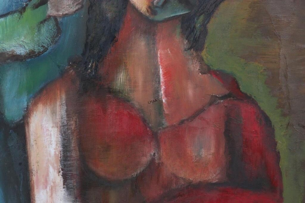 Alfred Rogoway | ALFRED ROGOWAY WOMEN DOING HAIR OIL ON PANEL | MutualArt