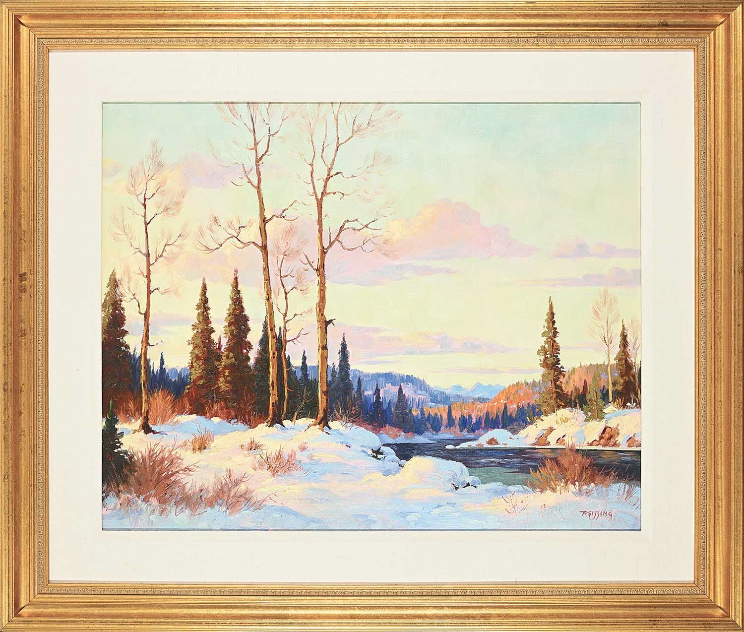Artwork by Roland Gissing, Winter Evening in the Foothills, Made of oil on canvas