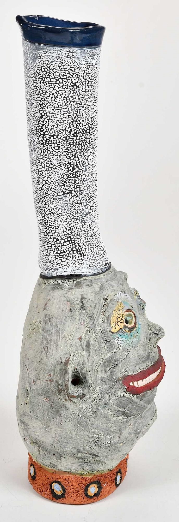 Artwork by Deb Fleck-Stabley, Head Vase, Made of painted ceramic