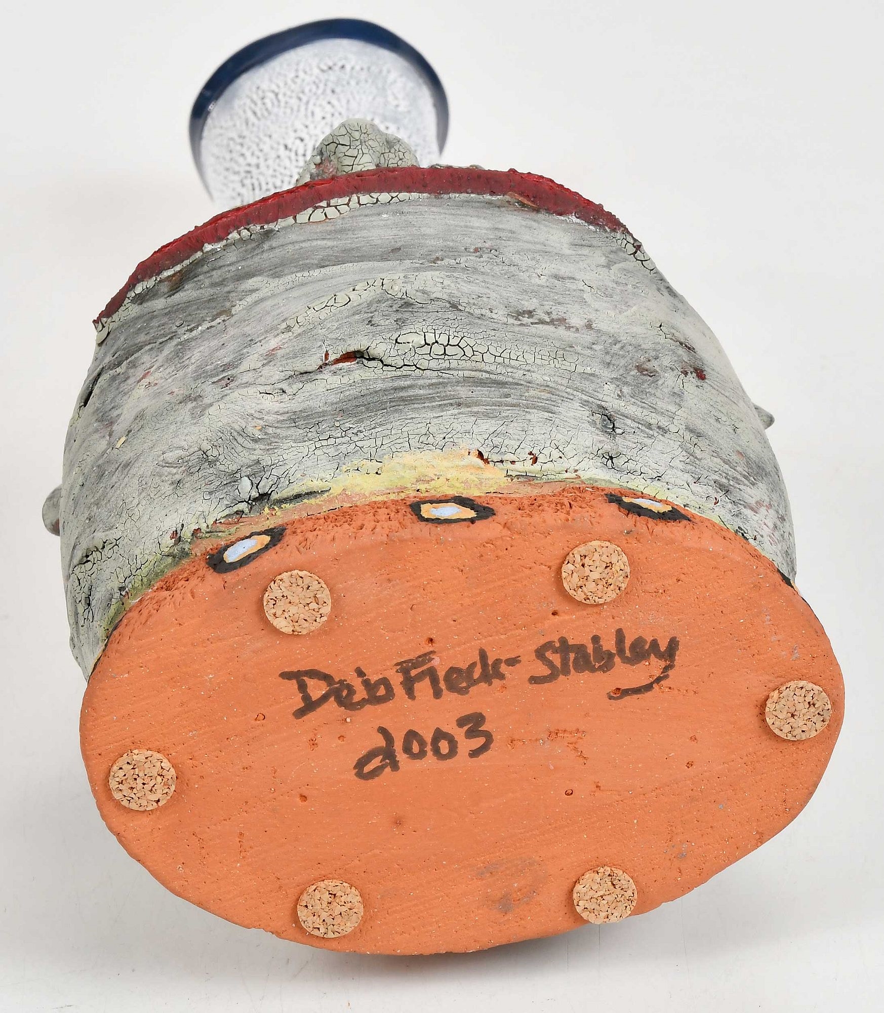 Artwork by Deb Fleck-Stabley, Head Vase, Made of painted ceramic