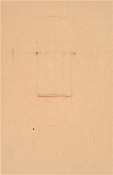 Konstruierter Kopf. Farb- u. Bleistift auf Papier. 1923. 19 x 12,3 cm, auf Karton aufgezogen (35 x 25 cm