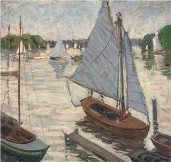 Am Scharmützelsee. Öl auf Leinwand. Um 1922. 77,3 x 82 cm. Gerahmt - Lucie Beschütz