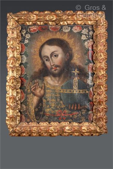 18th century South  Christ surrounded by flowers  on by South American School, 18th Century, 18th century