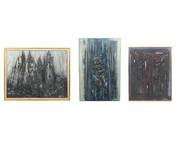 Three Pierre Bosco Abstract Oil Paintings by Pierre Bosco