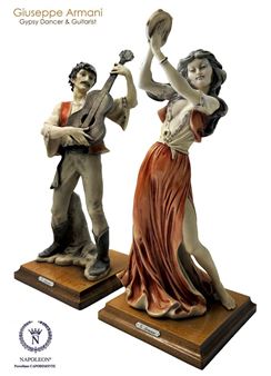 Gypsy Tambourine Dancer & Guitarist Figurines - Giuseppe Armani