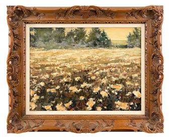 Barry Thomas (Born 1961) &quot;Cottonfield&quot; Oil on Board - Barry Thomas