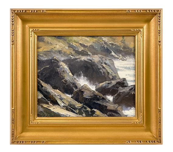 Matt Read Smith (Born 1960) "Study In Grays" (Shark Harbor, Catalina) Oil on Board by Matt Read Smith, 1998