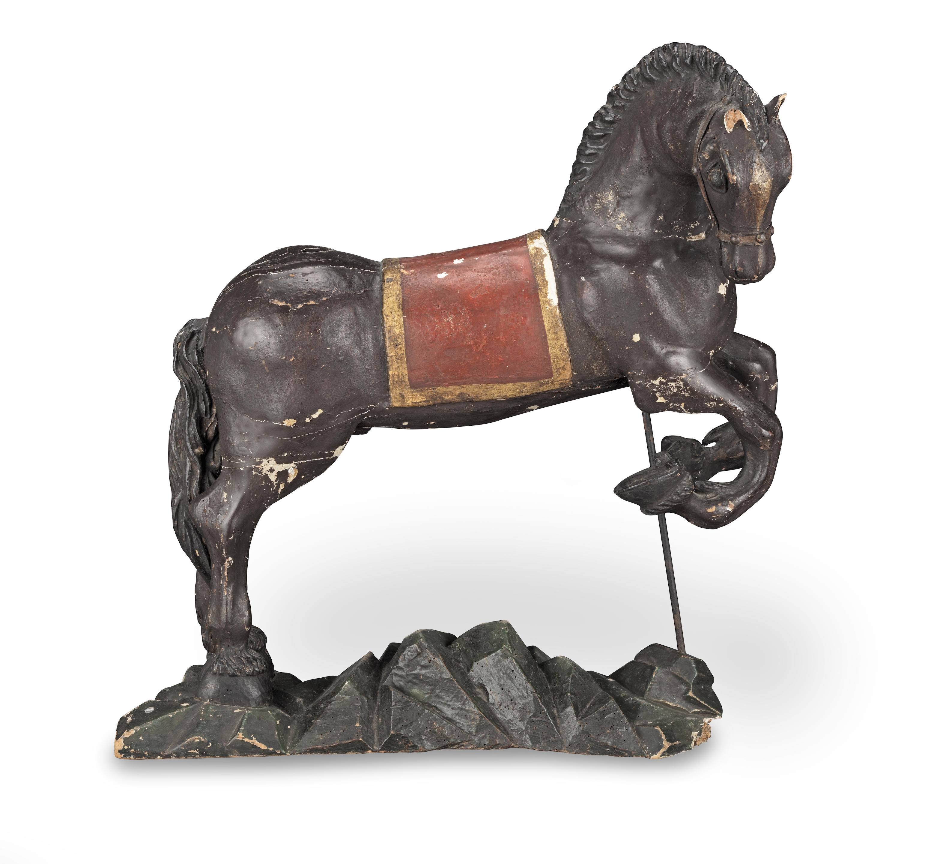 A carved and polychrome model of St George's horse - German School, 16th Century