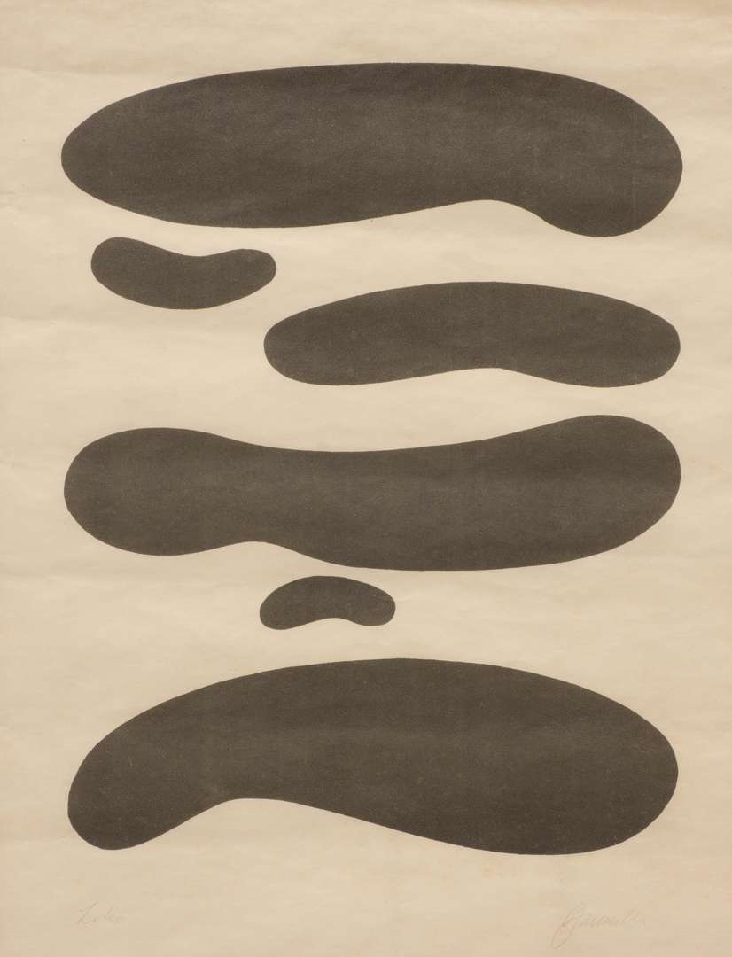 Komposition schwebender Formen in Schwarz (Composition of levitating shapes in black) (1937 - Willi Baumeister