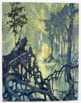 FRANZ BOLINGER GREEN MANGROVE PAINTING - Franz Josef Bolinger