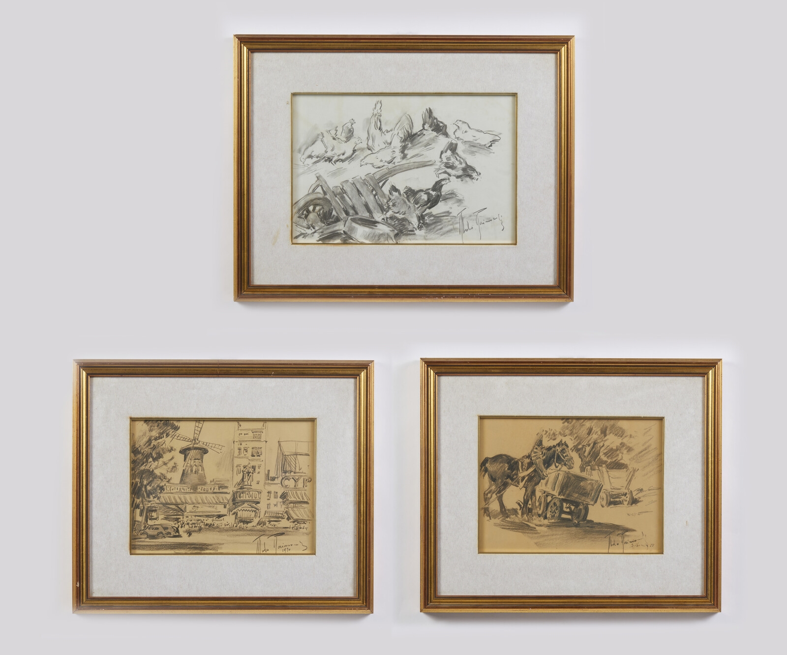 Aldo Raimondi | Group of three drawings depicting view of the Moulin ...