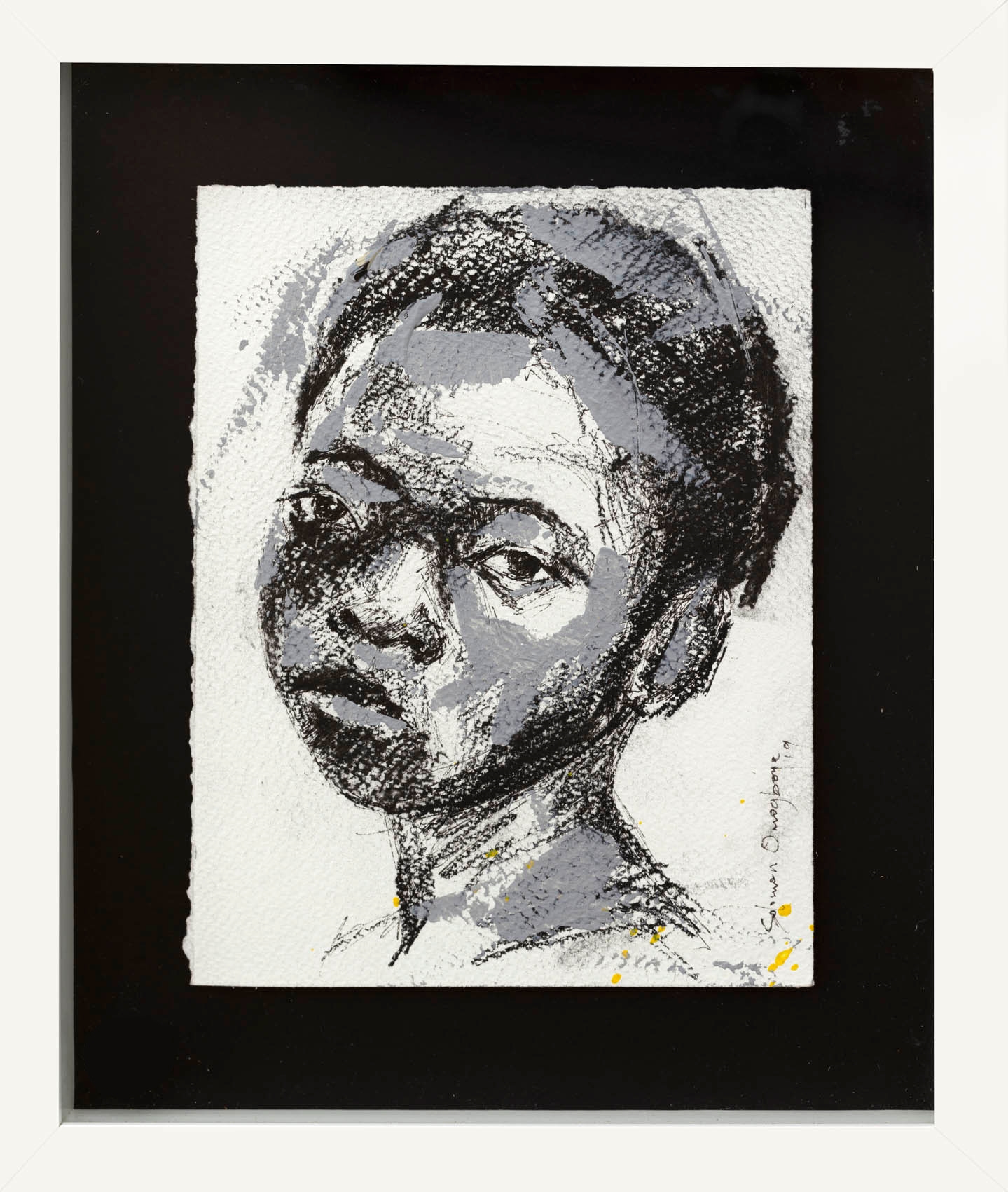 Artwork by Solomon Omogboye, Portrait of a child, Made of charcoal and acrylic on paper