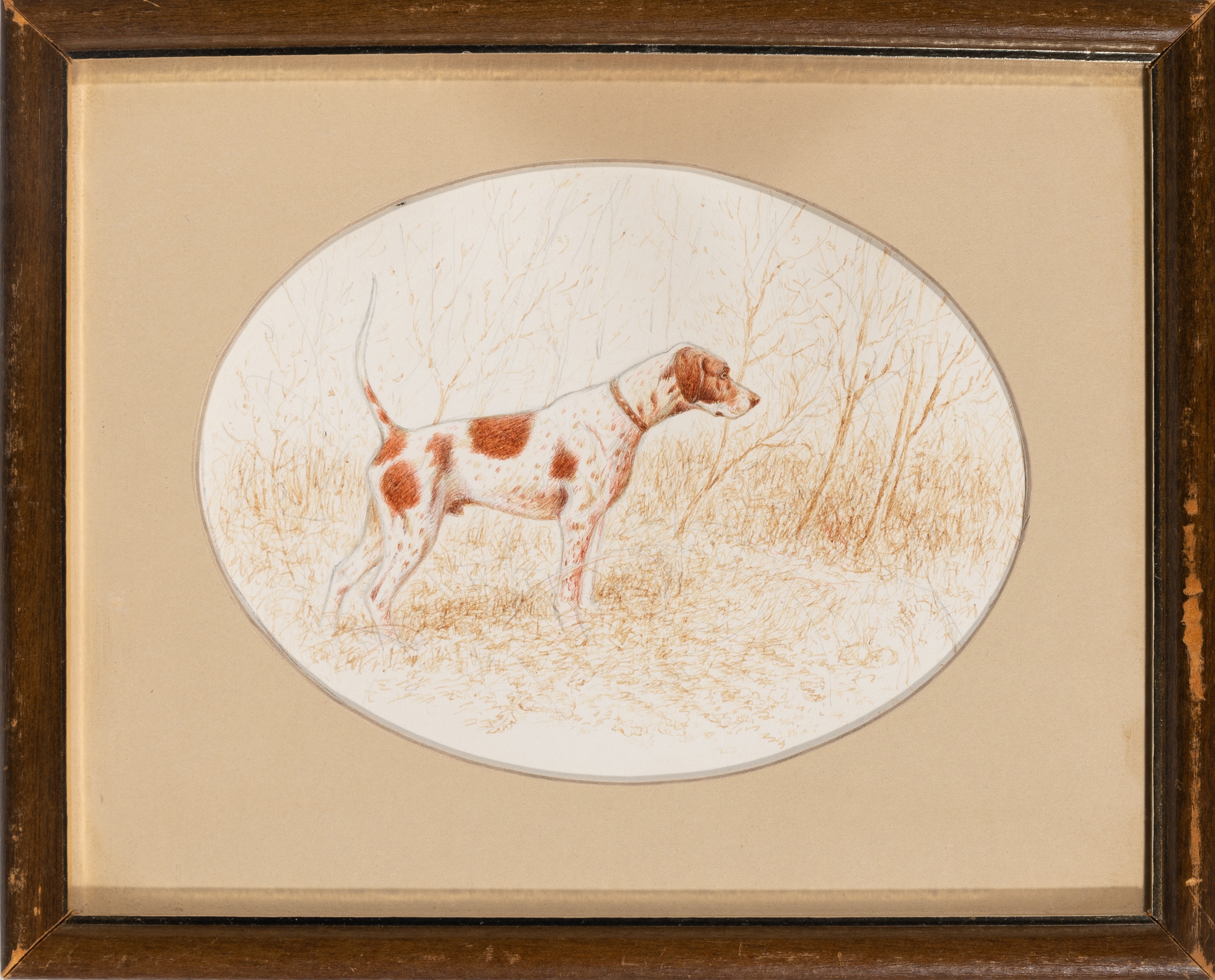 Artwork by Thomas H. Archer, Pointer on Point (ii) Brittany Spaniels in the Field, Made of Watercolor & pencil on paper on board