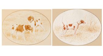 Pointer on Point (ii) Brittany Spaniels in the Field - Thomas H. Archer