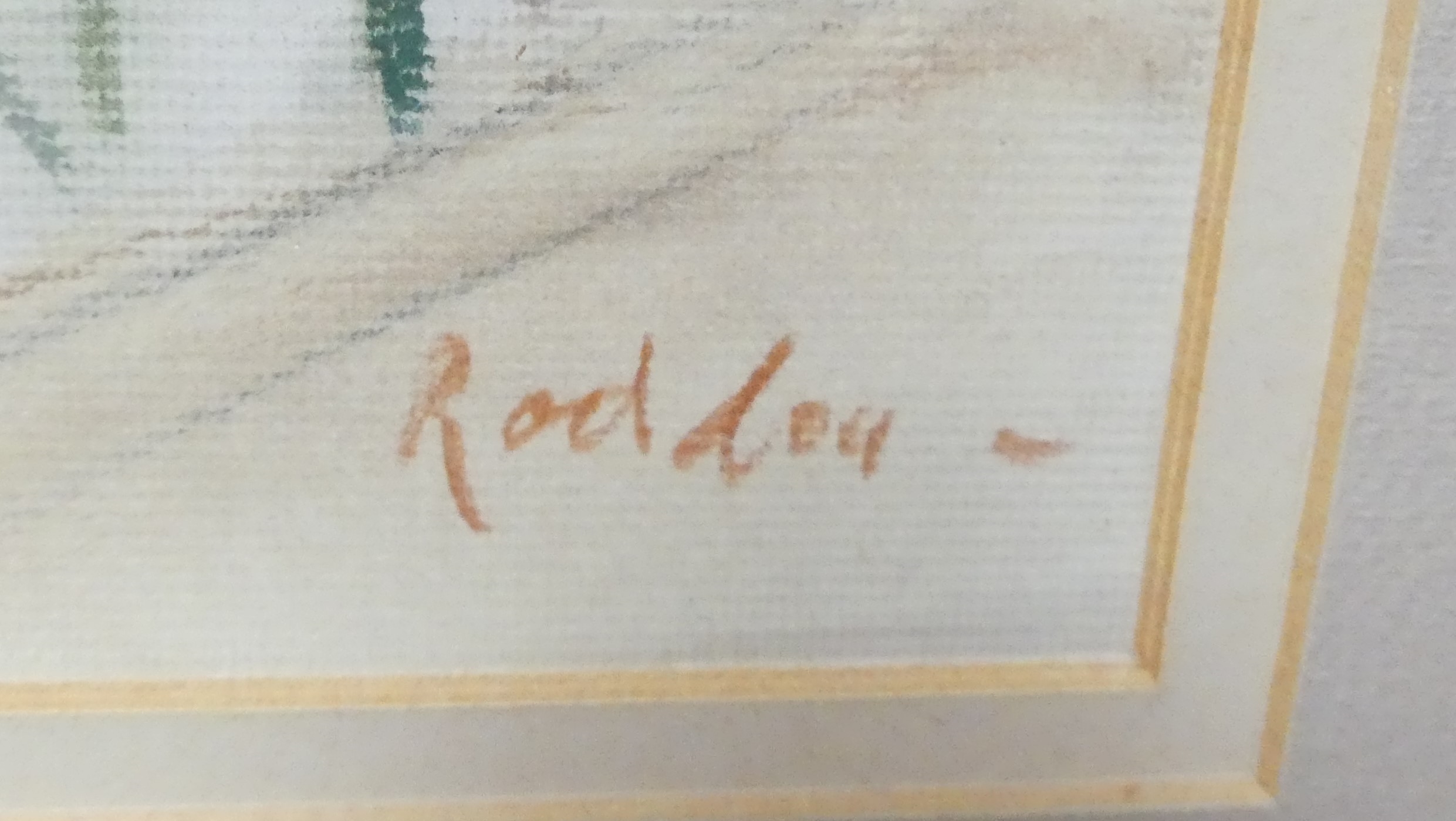 Artwork by Guy Roddon, Red houses in Lerici, Made of pastel