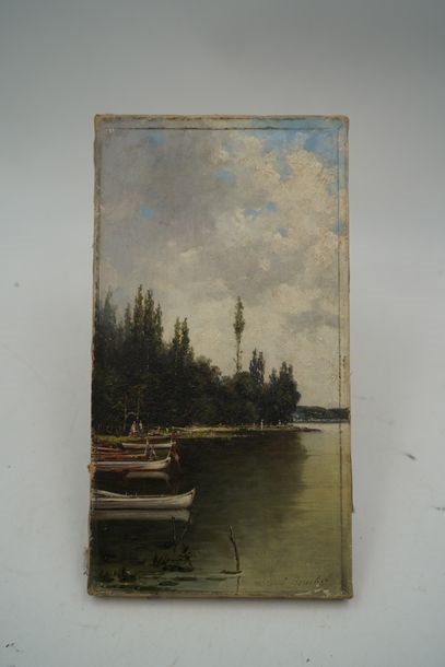 Artwork by Louis Alphonse Ernest Bouche, Barques amarrées, Made of oil on canvas