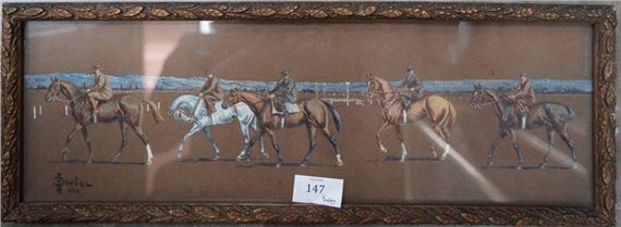 Jean-Baptiste ARMAND-DURBEC (1827-1910), A l'entraînement 1923, gouache, signée et datée en bas à gauche, titrée au dos - Jean-Baptiste-François Arnaud-Durbec