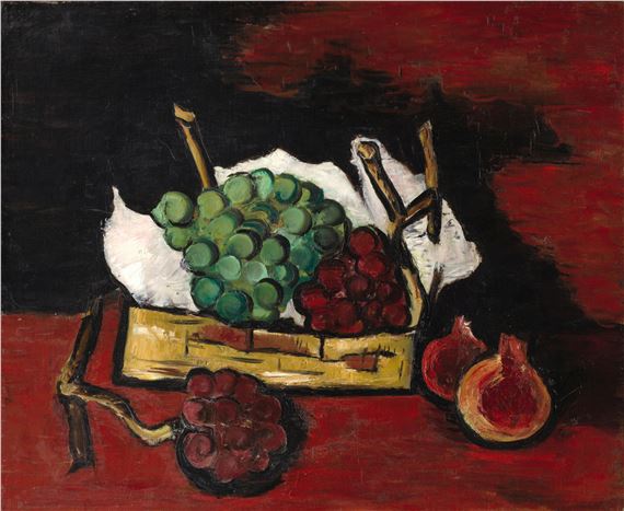 Green and Purple Grapes in a Basket by Marsden Hartley, Painted in 1926-1928