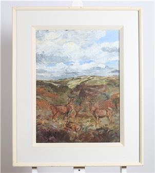 Mountain Landscape with Red Deer - Catherine Wallace