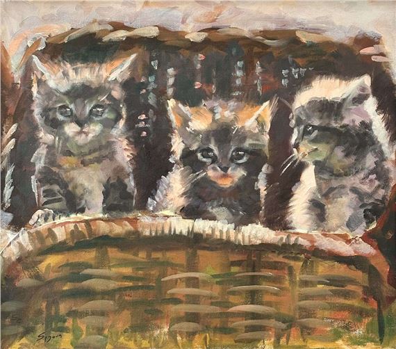 Kittens in a Basket by Elena Sizova