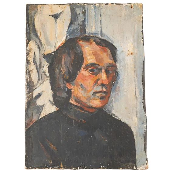 Freida Lock | Interior scene at one side and the portrait of a ...