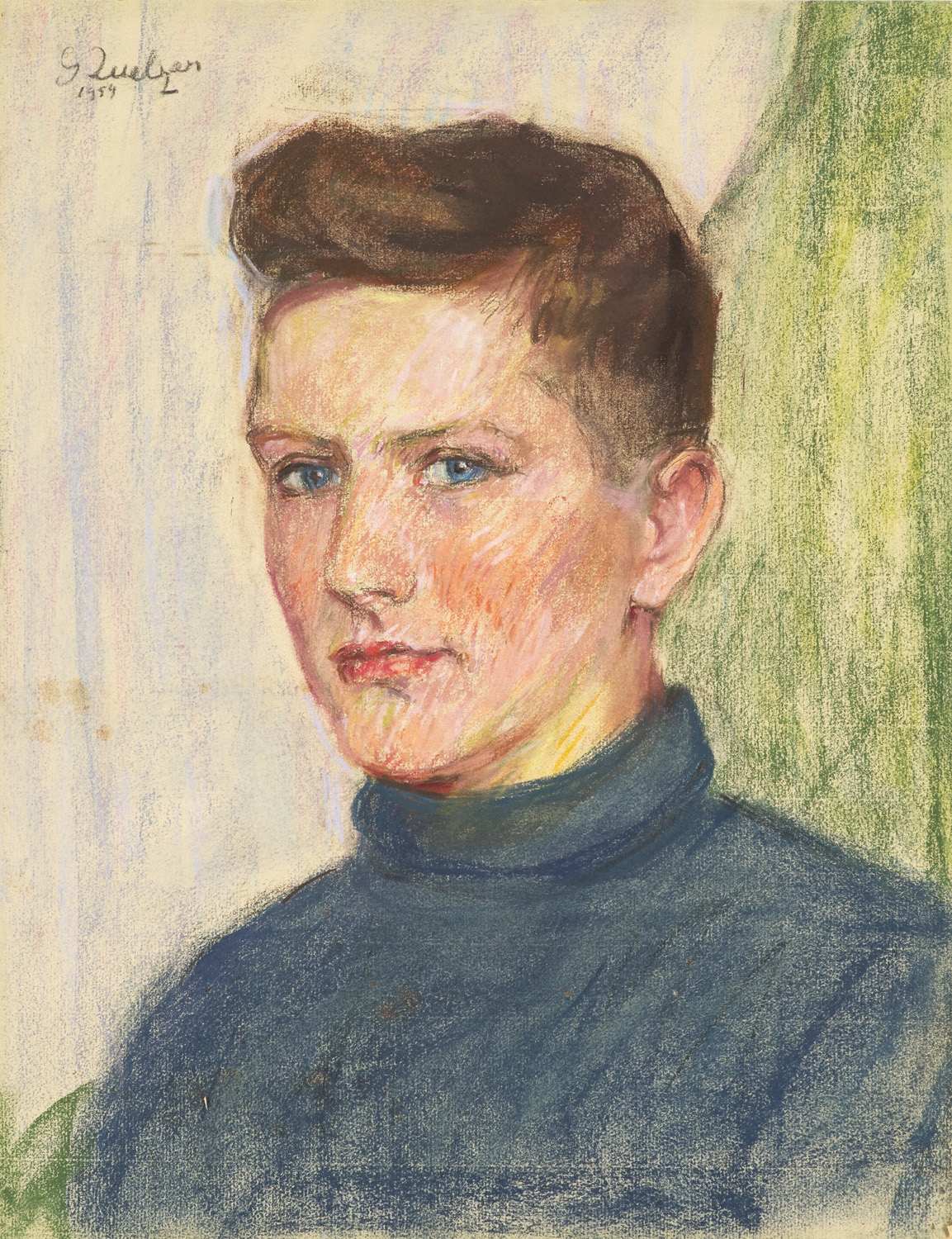 Artwork by Gertrud Zuelzer, Portrait eines jungen Mannes, Made of pastel on paper