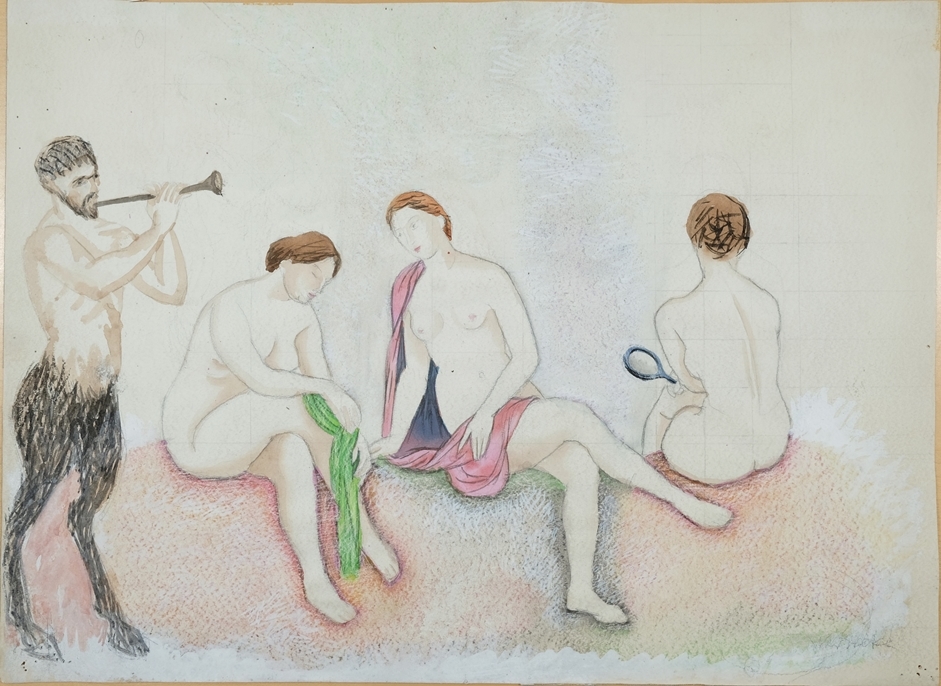 Satyr with three ladies - Franz Werneke