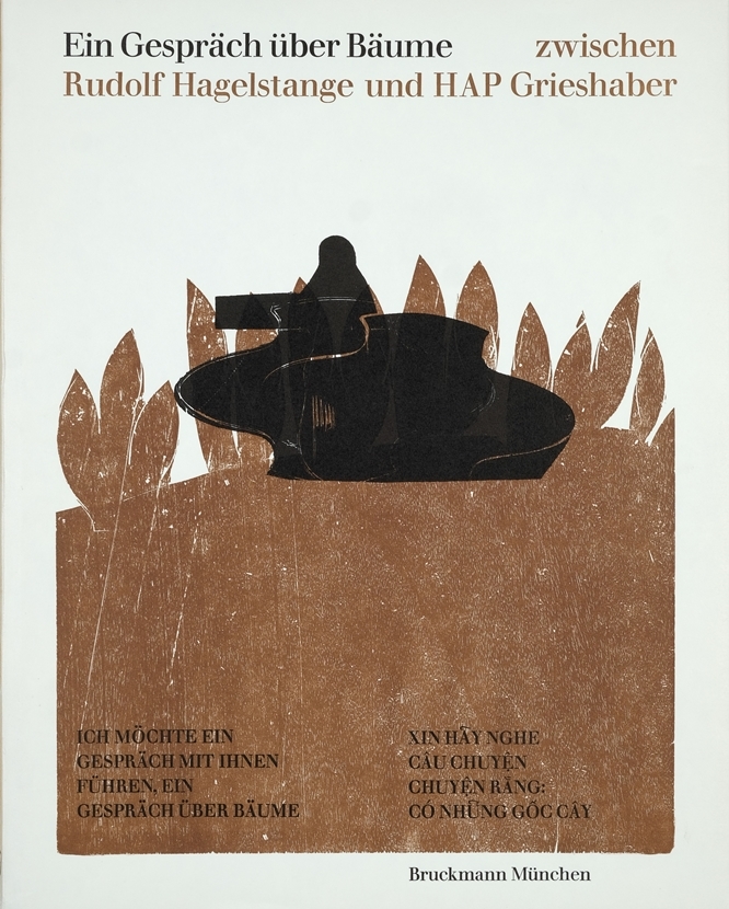 Artwork by Rudolf Hagelstange, A conversation about trees between Rudolf Hagelstange and HAP Grieshaber, Made of colour woodcuts