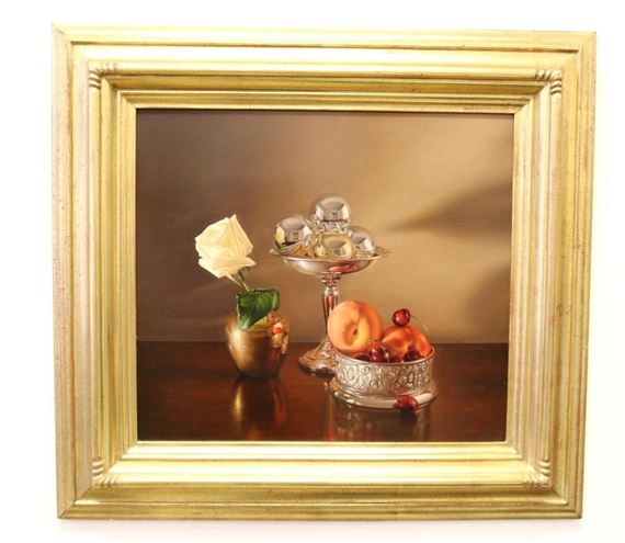 Still life with a White Rose by Jeremiah Stermer