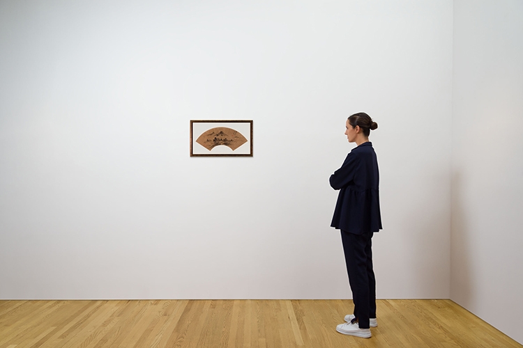 Artwork by Zhu Guosheng, Misty Mountain Fan Leaf in the Manner of Mi Fu, Made of ink on paper