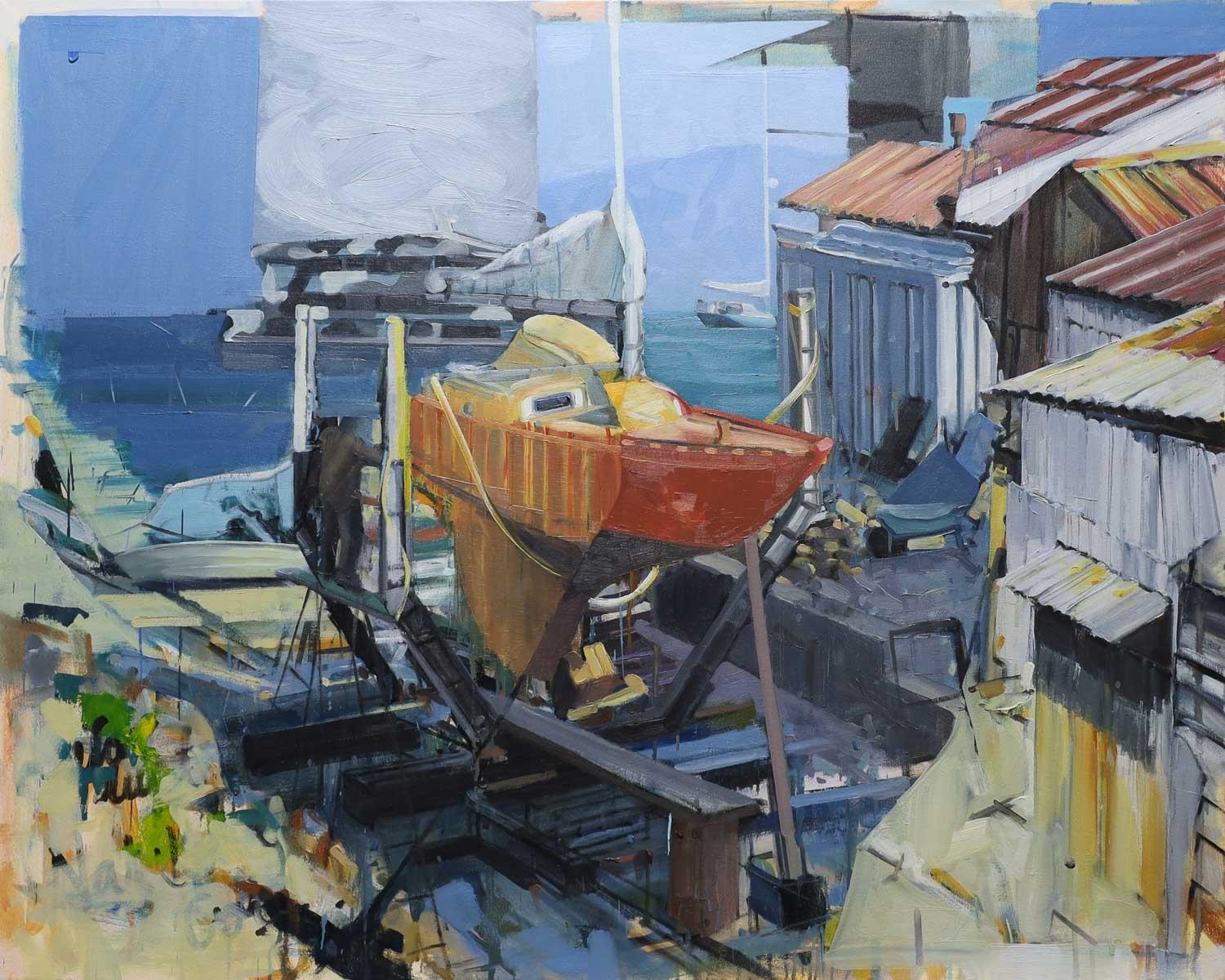 Artwork by Michael Nay, Two Regulars on the River, Made of Oil on canvas