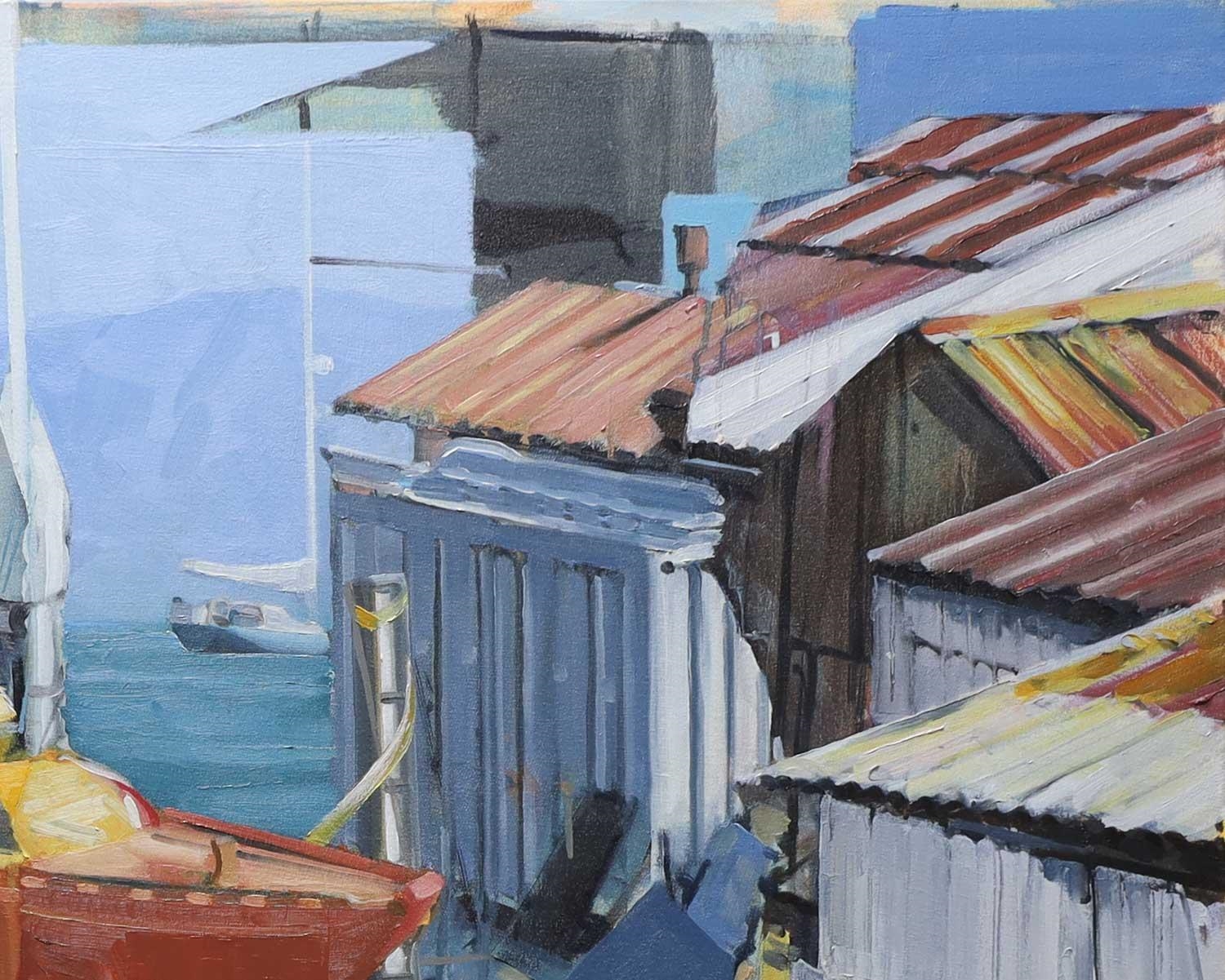 Artwork by Michael Nay, Two Regulars on the River, Made of Oil on canvas