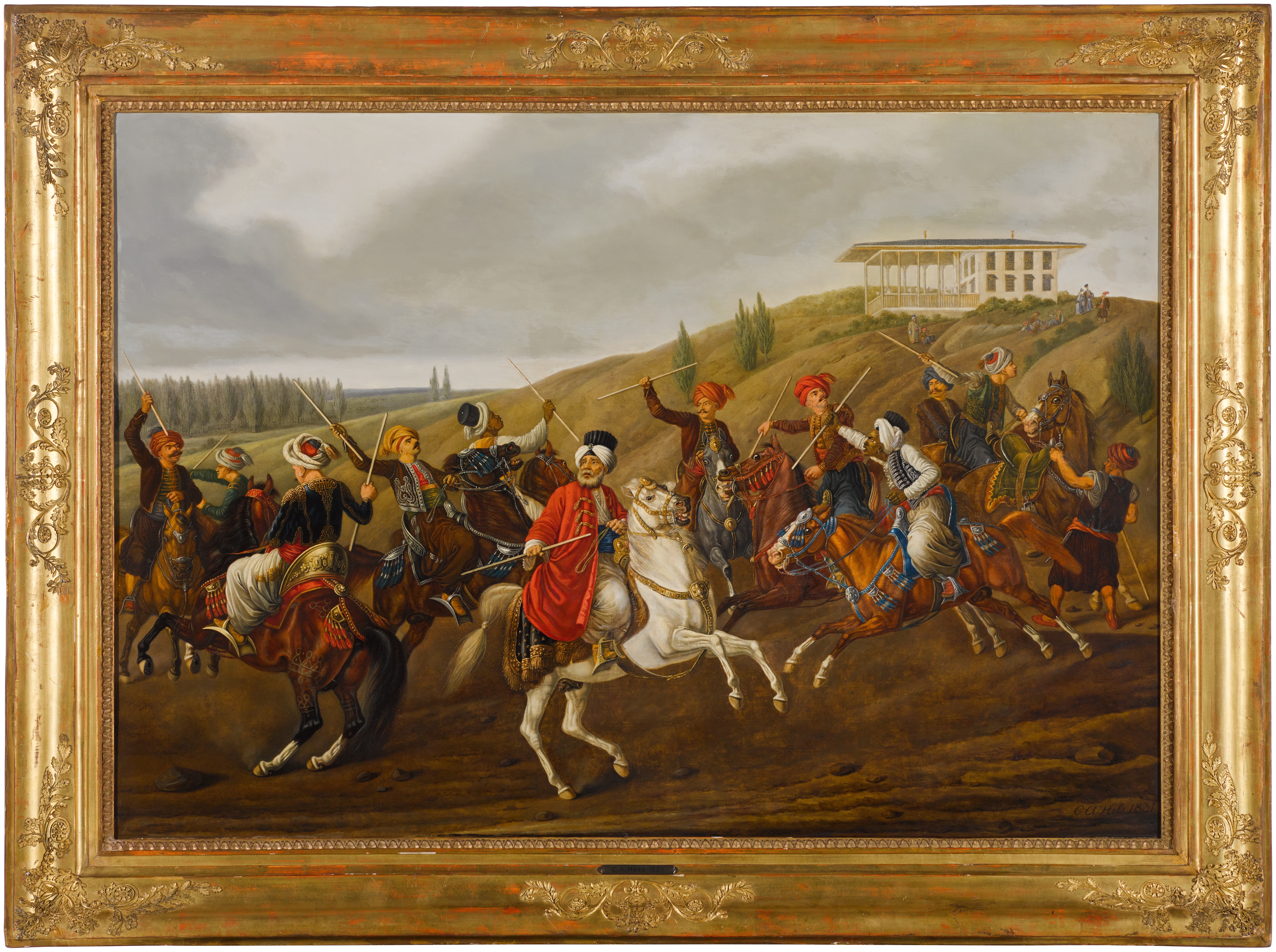 Artwork by Carl Adolph Heinrich Hess, A Game of Cirit in Constantinople, Carl Adolph Heinrick Hess (1769-1849, Made of oil on panel