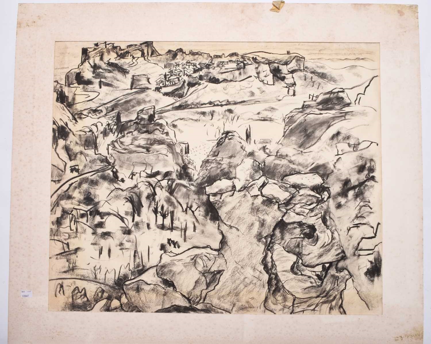 Artwork by Lynn Dennison, The Immortal Man and three watercolour landscapes, Made of mixed media on paper, oil and wax