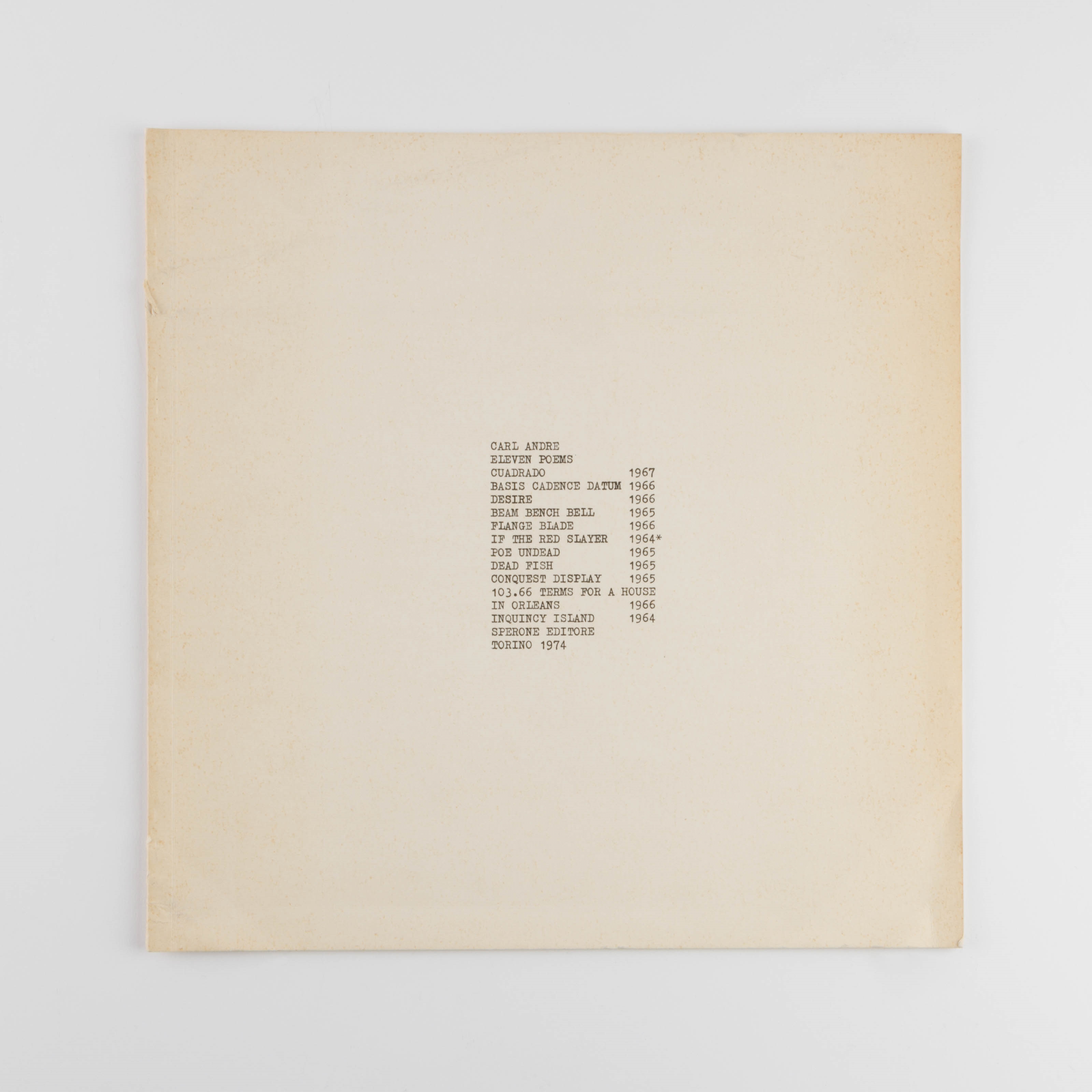 11 Poems - Carl Andre