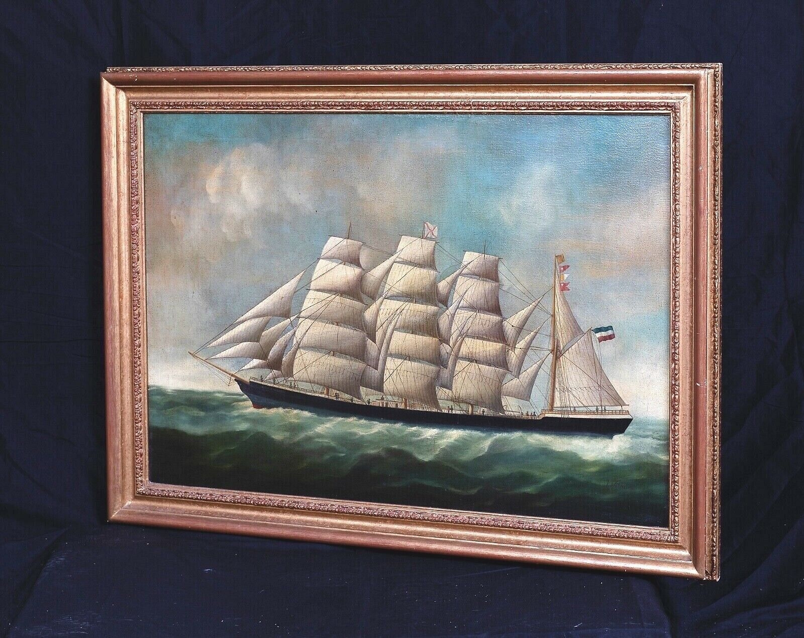 Artwork by Joseph Witham, DUTCH MERCHANT "ELEANOR MARGARET" OIL PAINTING, Made of oil on canvas