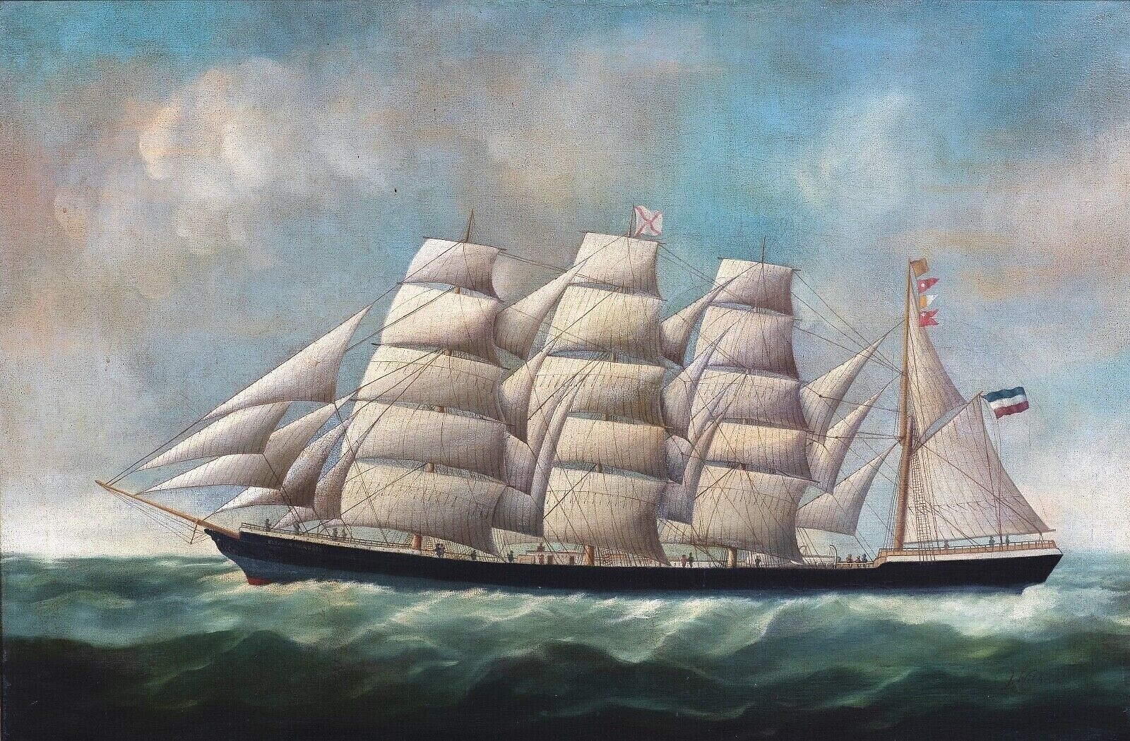 Artwork by Joseph Witham, DUTCH MERCHANT "ELEANOR MARGARET" OIL PAINTING, Made of oil on canvas