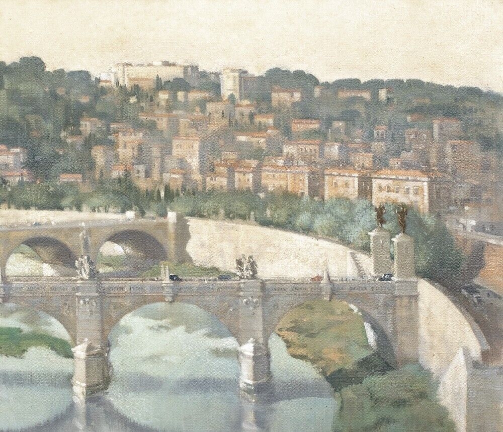 Artwork by Laurence Henry Forster Irving, VIEW OF CASTEL SANT ANGELO OIL PAINTING, Made of oil on canvas