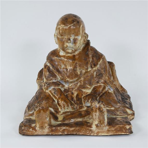 Arthur CRACO (1869-1955), ceramic sculpture of a seated child, signed by Arthur Craco